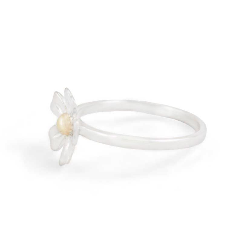 Sterling silver strawberry flower ring with 10k yellow gold accent