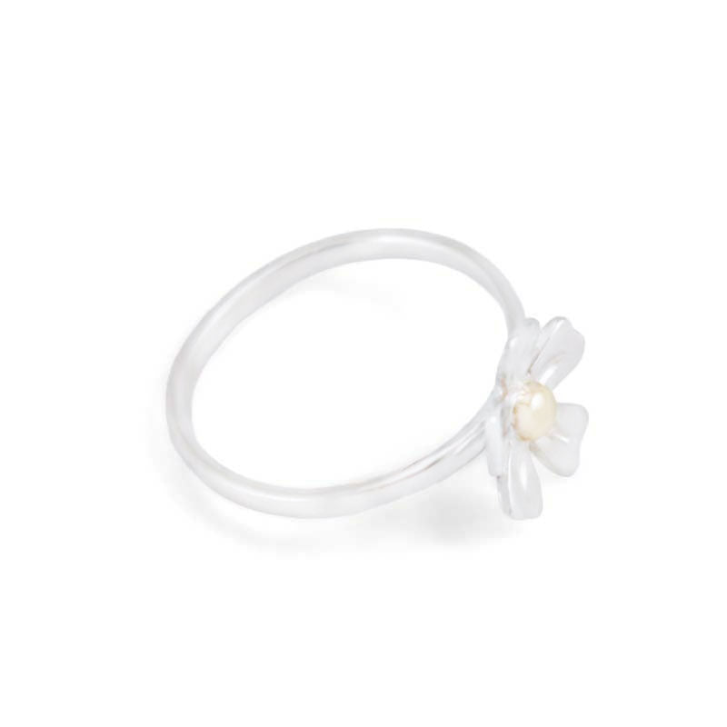 Sterling silver strawberry flower ring with 10k yellow gold accent