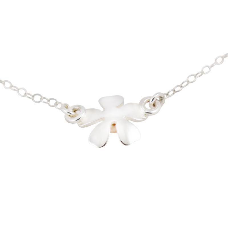Sterling silver strawberry flower necklace wtih 10k yellow gold accent