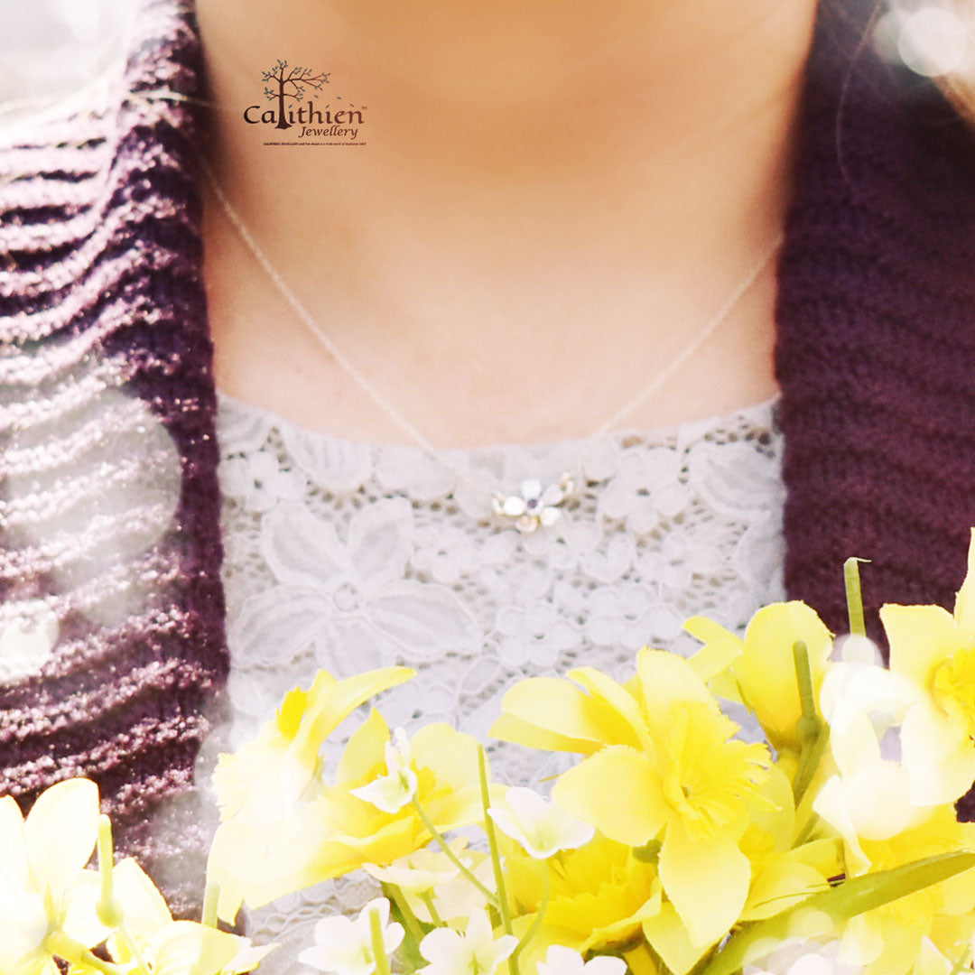 Silver Amethyst Flower Necklace