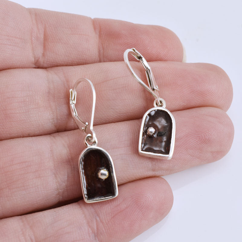 Fairy Door Earrings - Sterling Silver Fantasy Earrings - Purple Enamel Accents