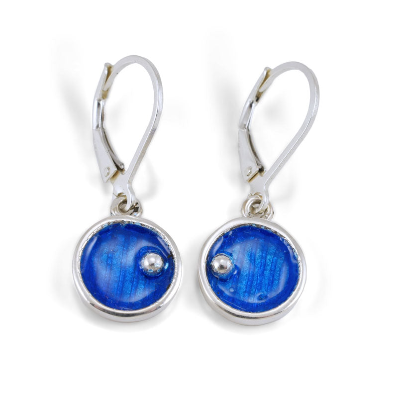Hobbit Door Earrings - Sterling Silver Fairy Door Earrings - Sea Blue Enamel