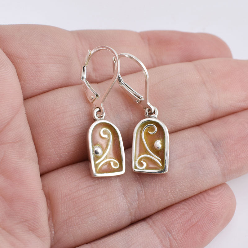 Fairy Door Earrings - Sterling Silver Fantasy Earrings - Filigree Accents