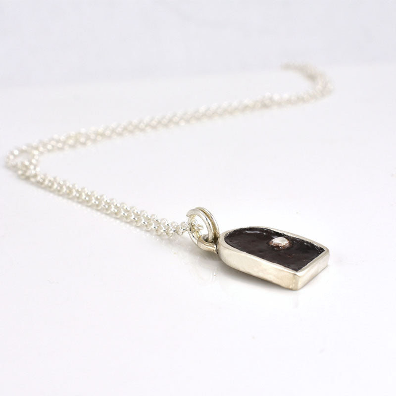 Fairy Door Necklace - Sterling Silver Fantasy Pendant - Rose Purple Enamel