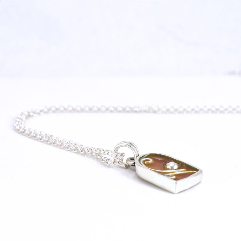 Fairy Door Necklace with Filigree Accents - Opalescent Red