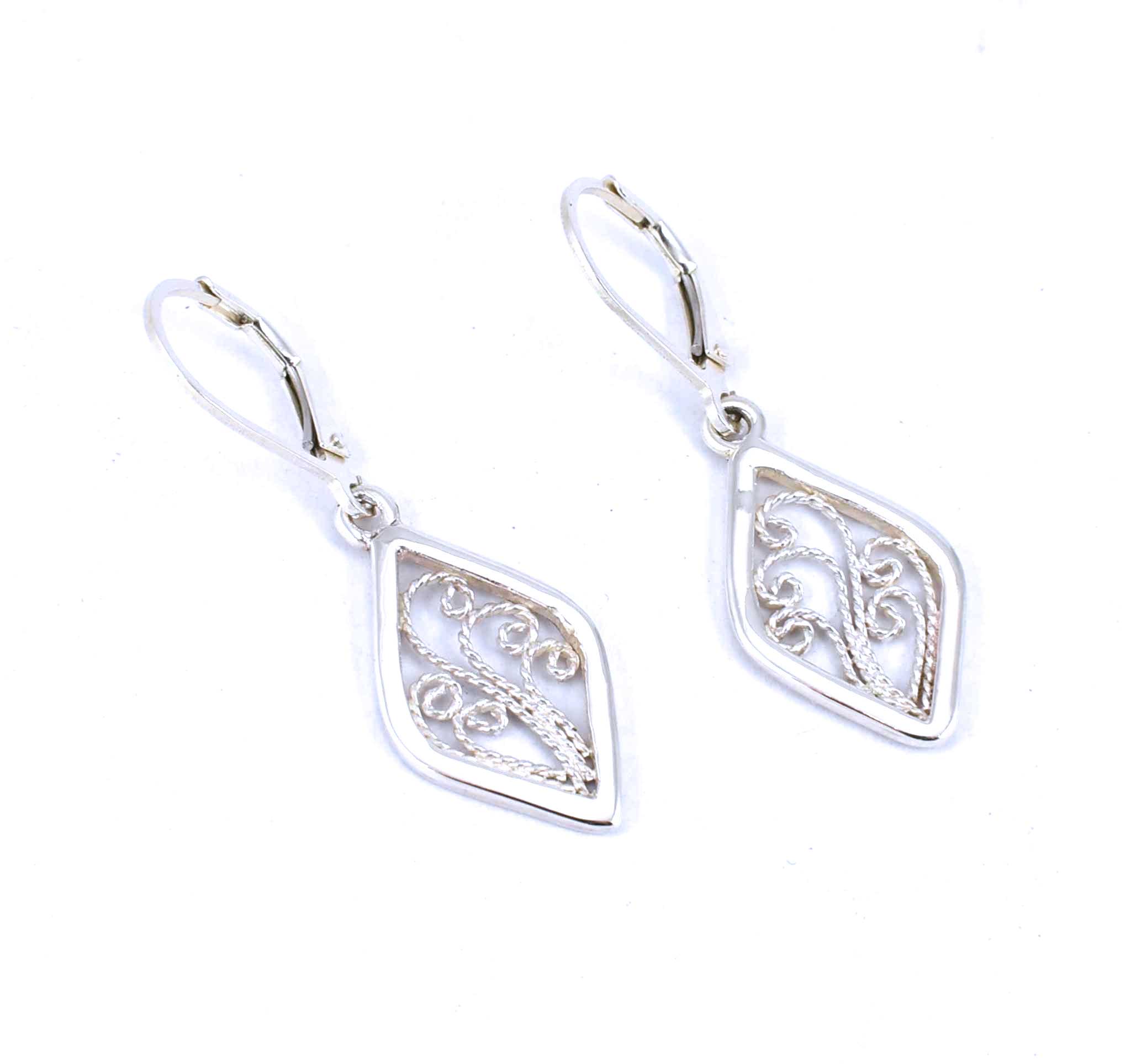 Silver Filigree Diamond Earrings