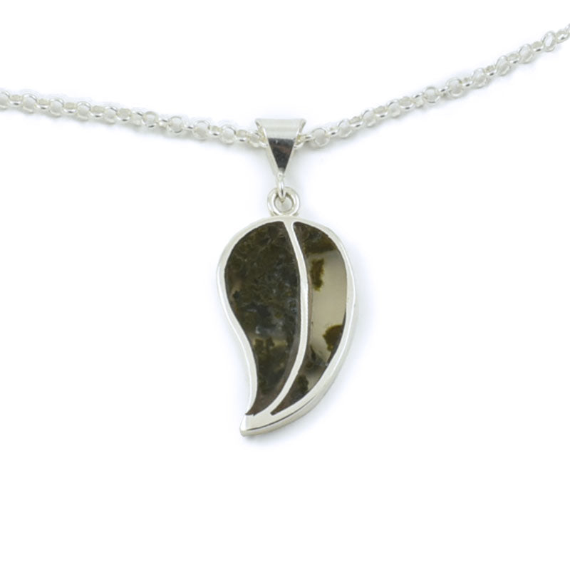 Moss Agate Leaf Inlay Pendant