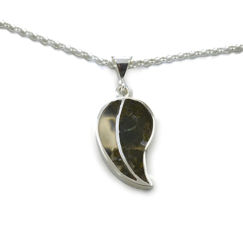 Moss Agate Leaf Inlay Pendant