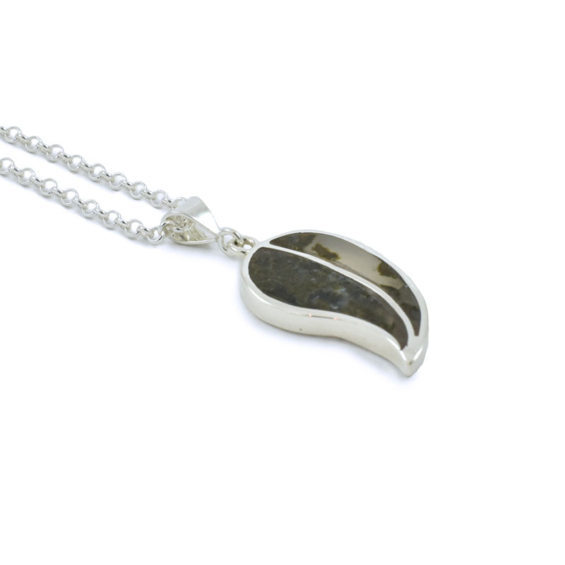 Moss Agate Leaf Inlay Pendant