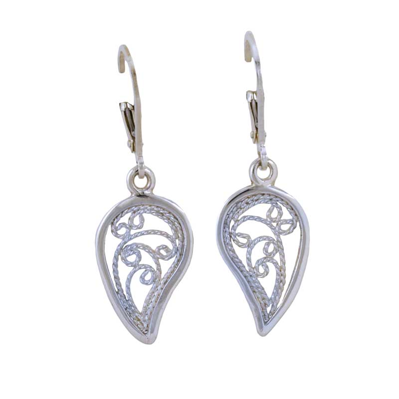 Silver filigree leaf on sale earrings