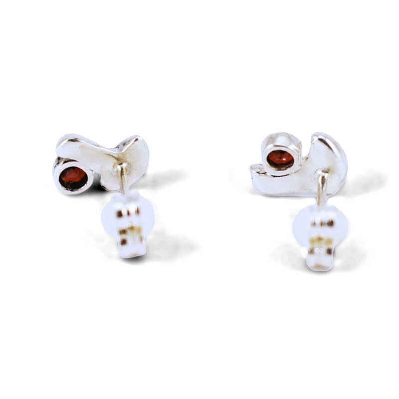 Garnet Mushroom Birthstone Stud Earrings