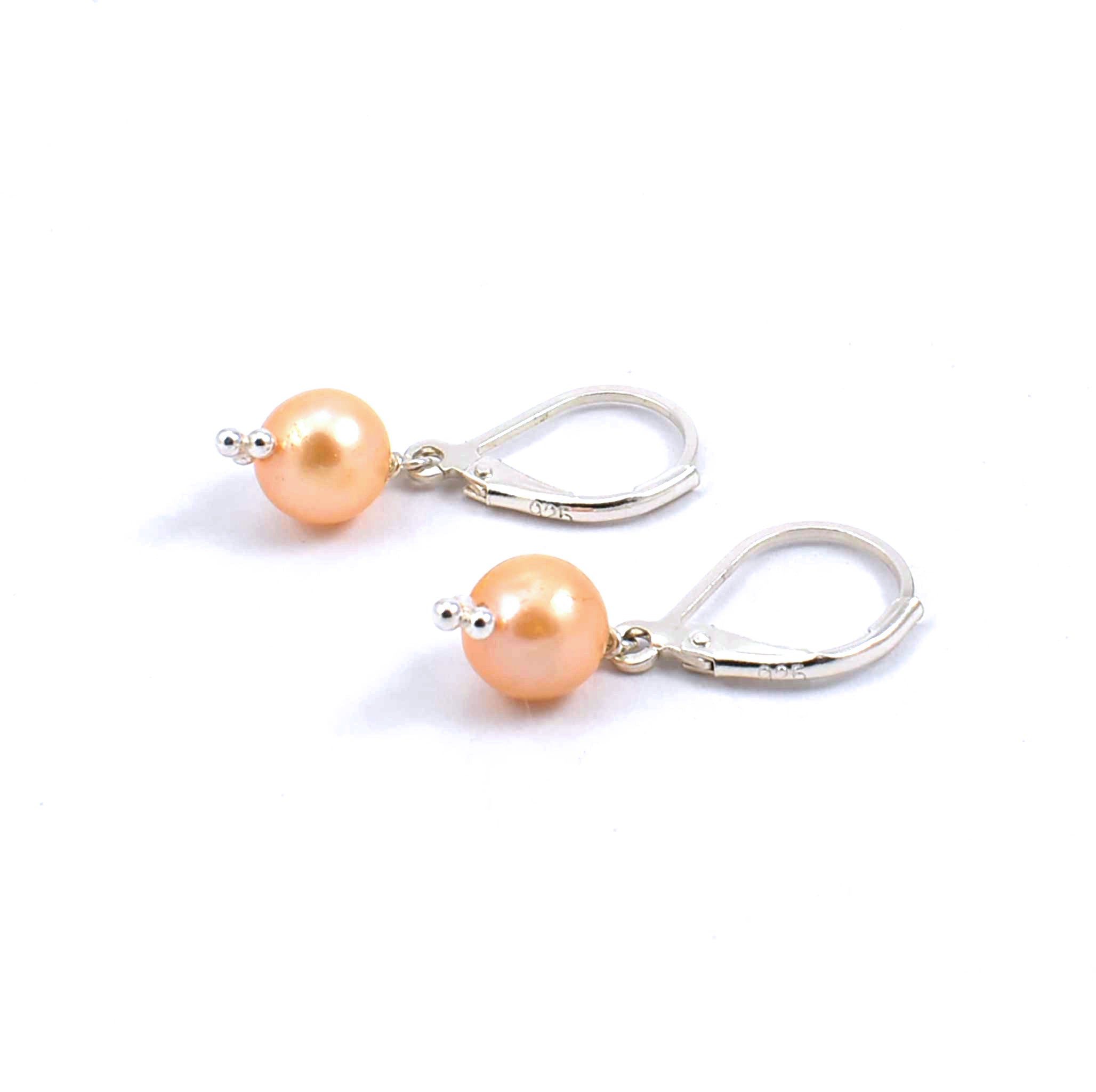 Sterling silver champagne freshwater pearl drop earrings