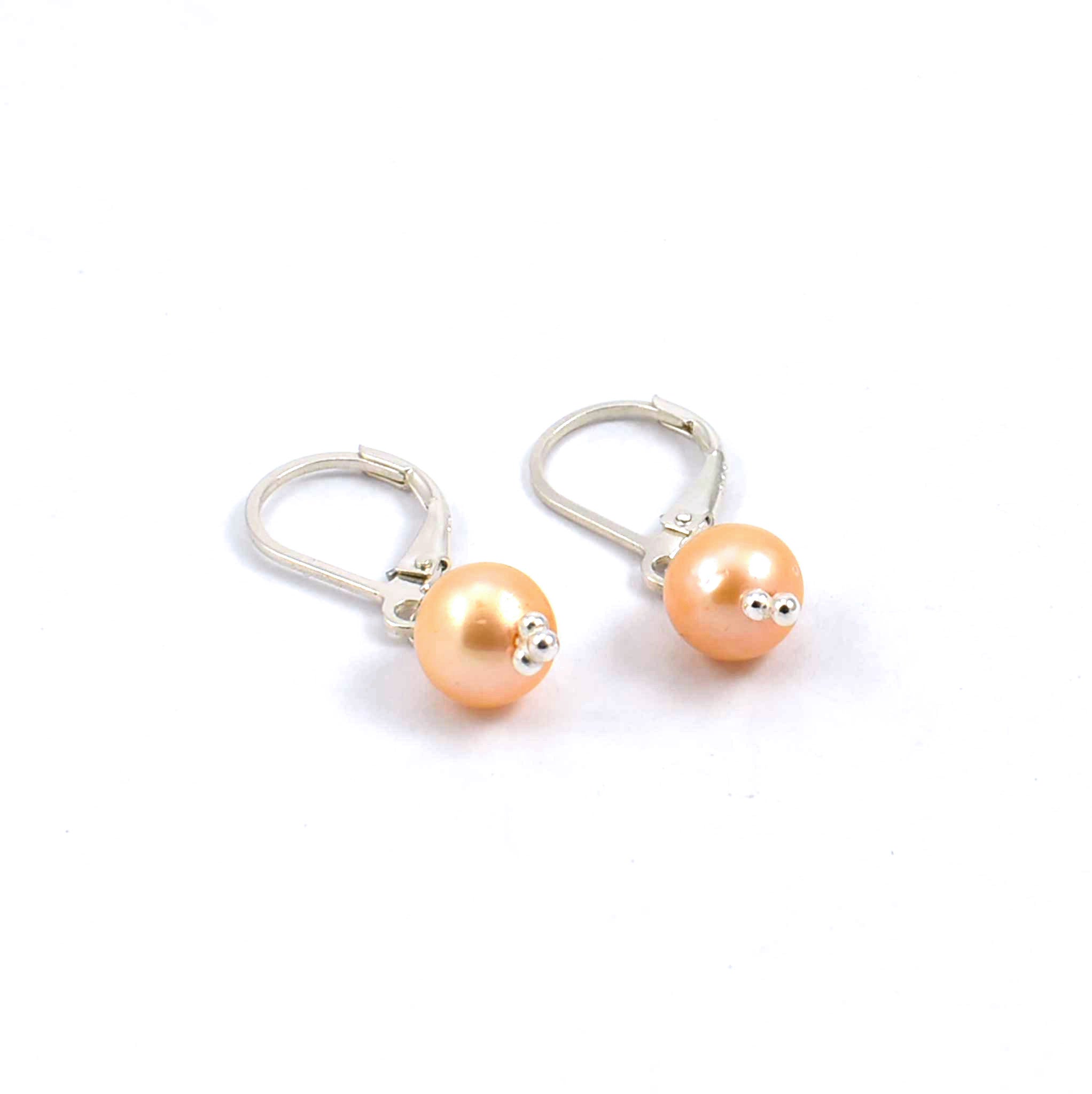 Sterling silver champagne freshwater pearl drop earrings