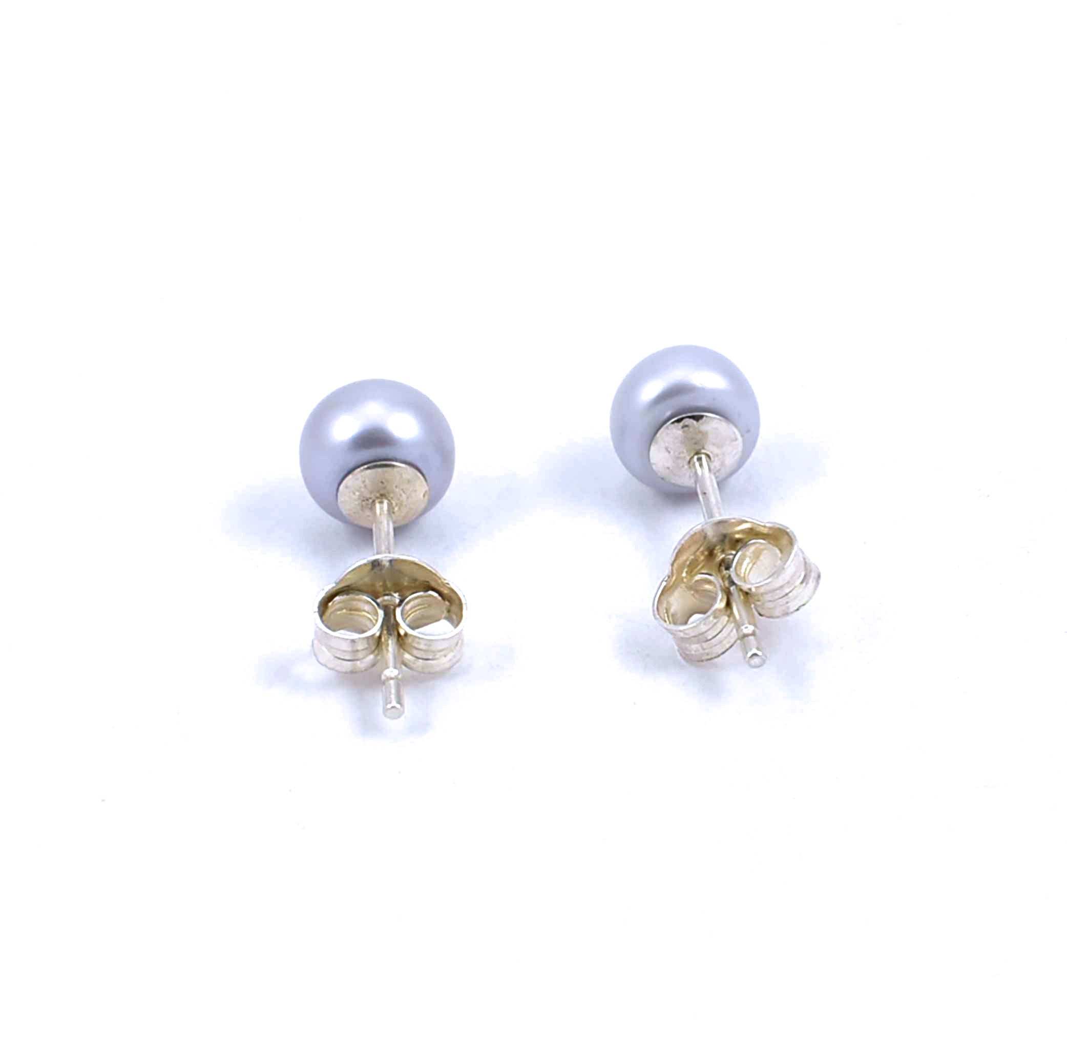 Rear view of sterling silver blue sterling silver stud earrings