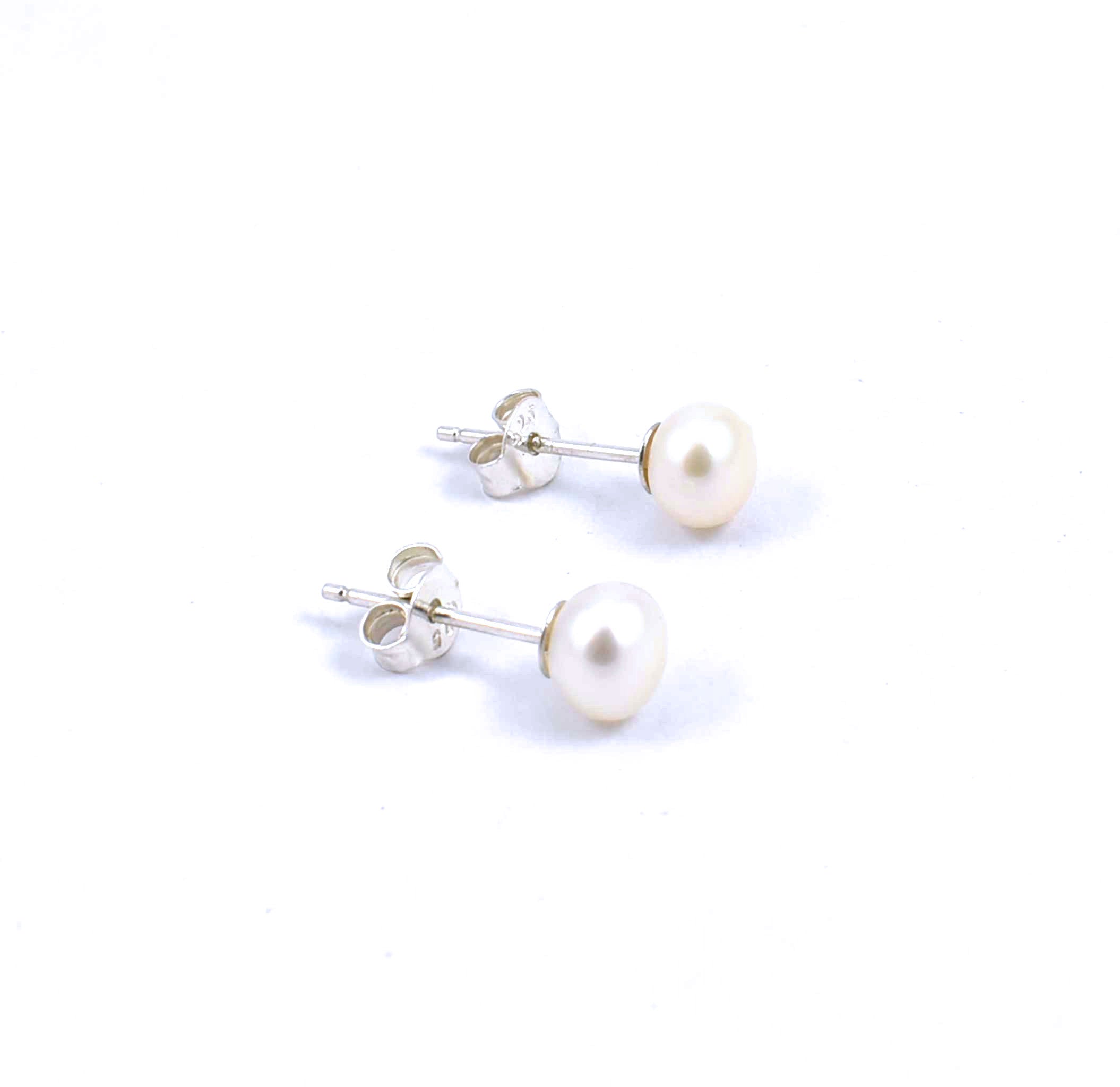 Sterling silver white freshwater pearl stud earrings