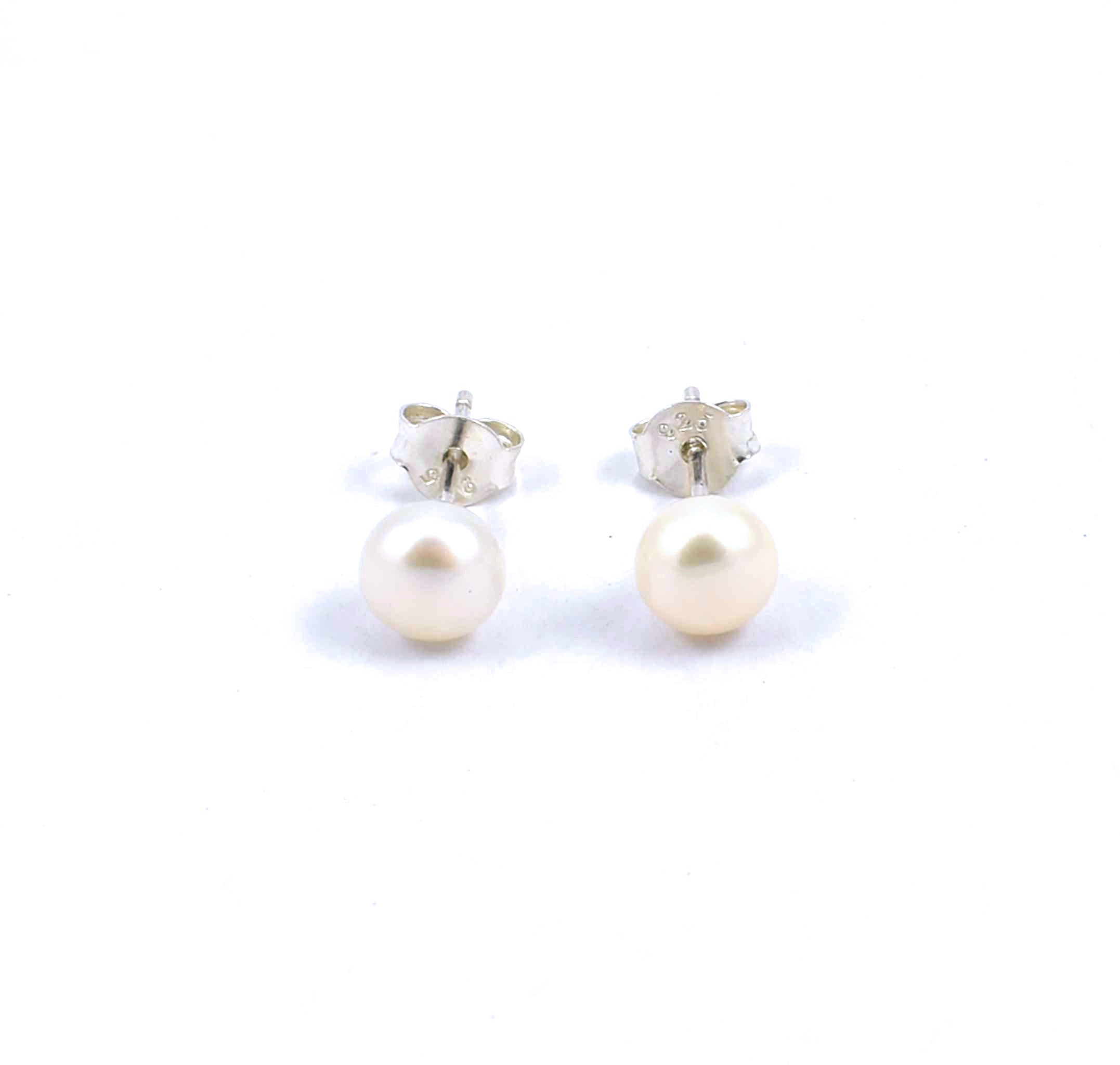 Sterling silver white freshwater pearl stud earrings