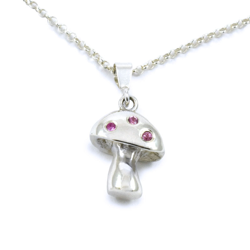 Pink Sapphire Jewelled Mushroom Necklace