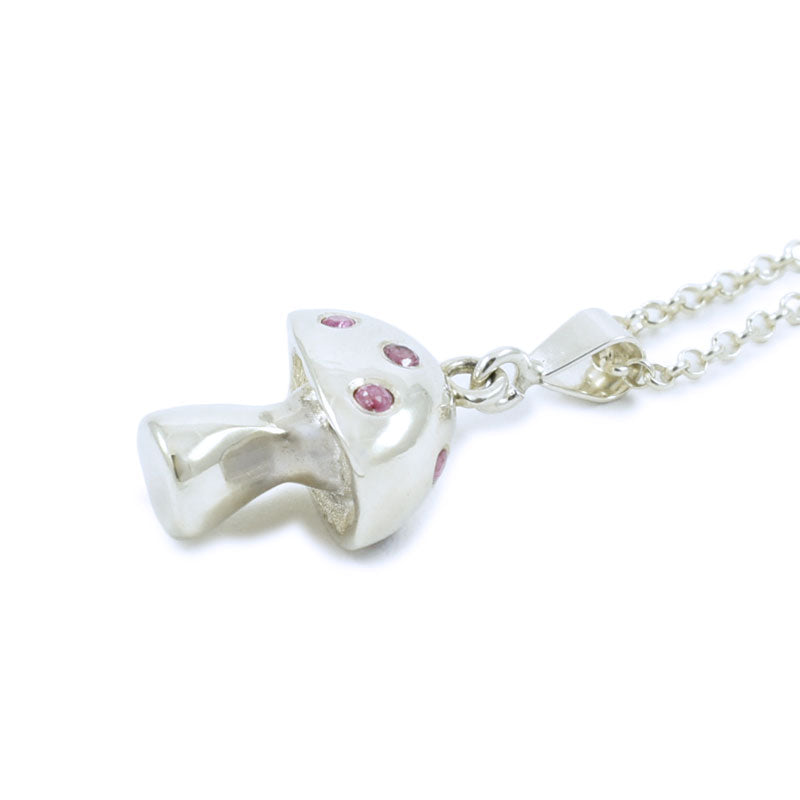 Pink Sapphire Jewelled Mushroom Necklace