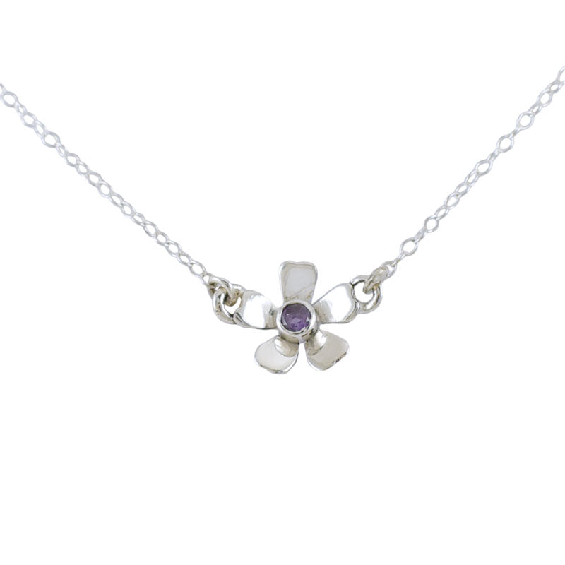 Silver Amethyst Flower Necklace