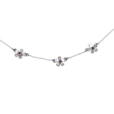 Silver Amethyst Triple Flower Necklace