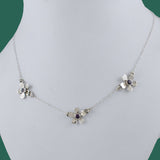 Silver Amethyst Triple Flower Necklace