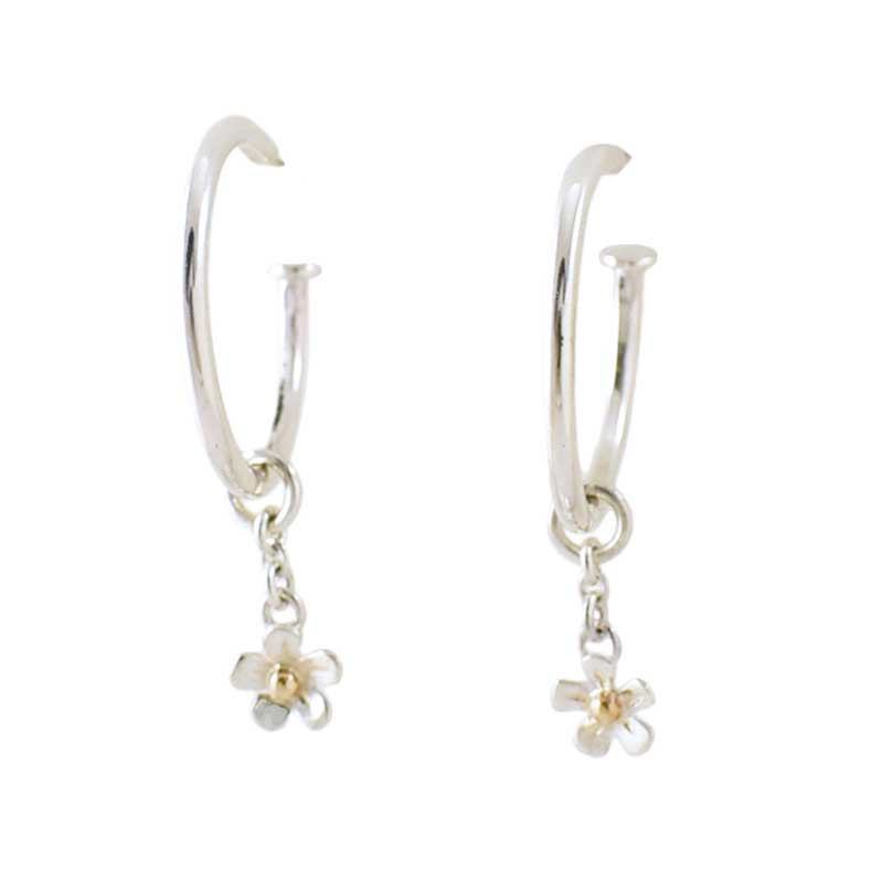 Silver Charm Hoops with Daisy Charms
