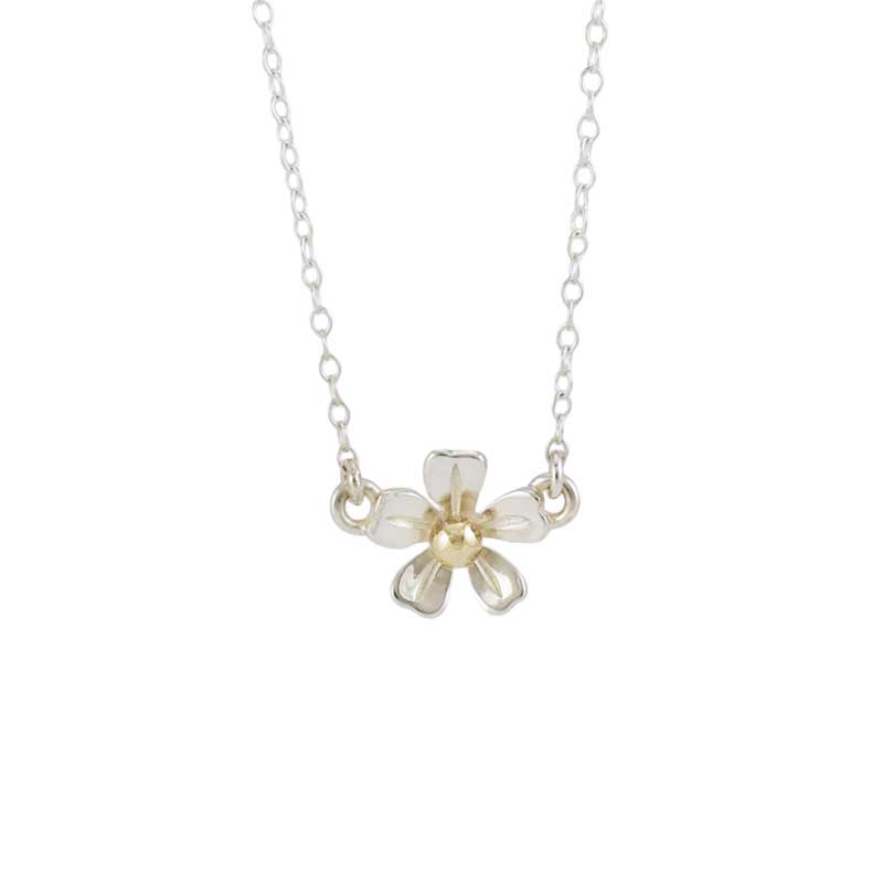Silver and Gold Strawberry  Flower Necklace