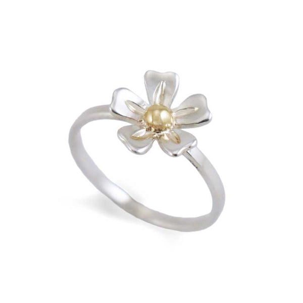 Silver and Gold Daisy Flower Ring