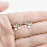 Silver and Gold Strawberry Flower Stud Earrings