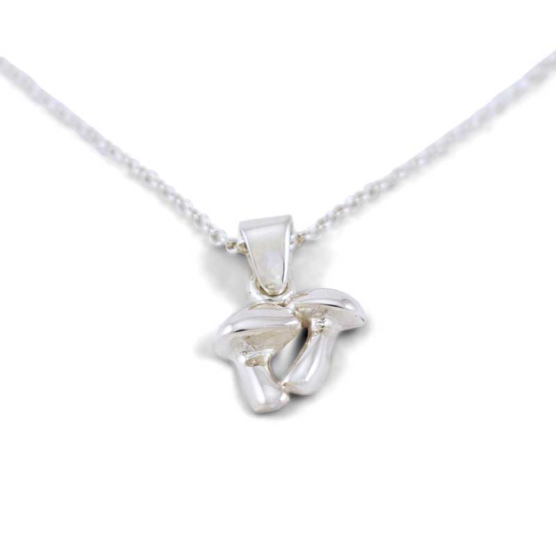 Double Mushroom Necklace - Sterling Silver Toadstool Pendant