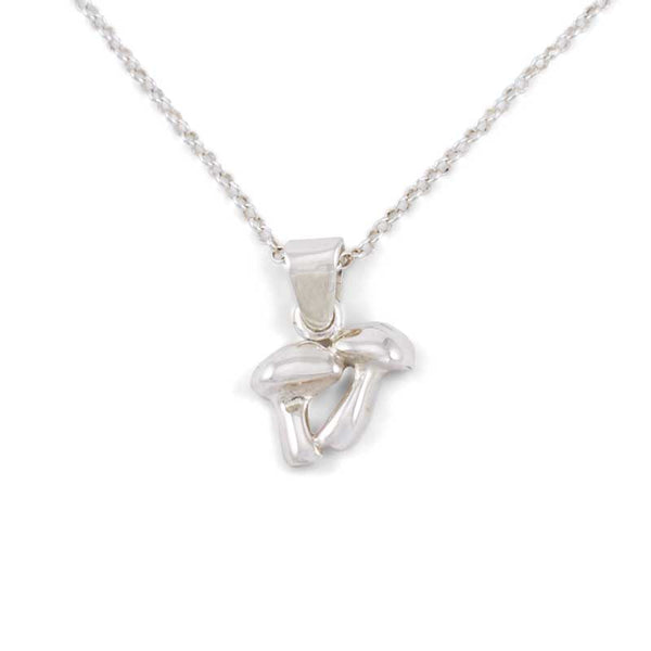 Double Mushroom Necklace - Sterling Silver Toadstool Pendant
