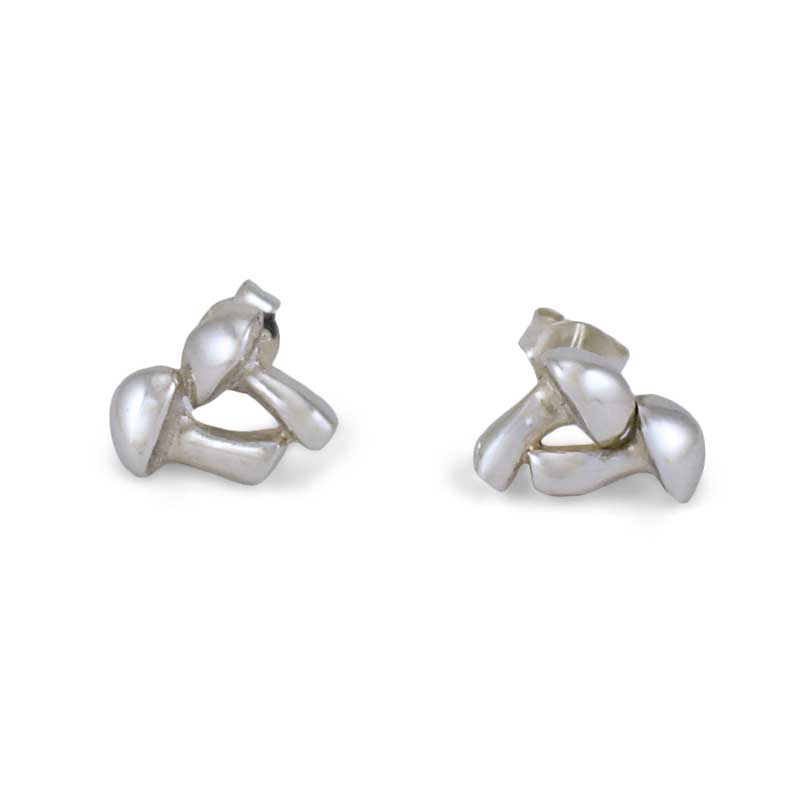 Silver Double Mushroom Stud Earrings