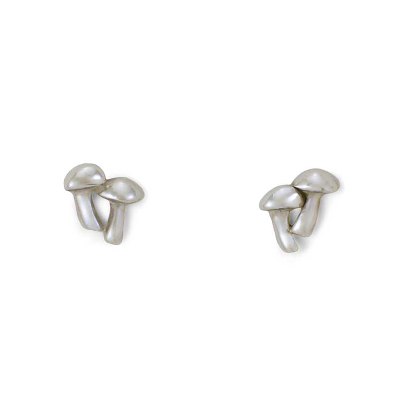 Silver Double Mushroom Stud Earrings