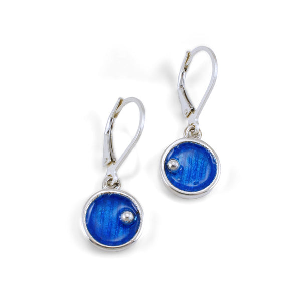 Hobbit Door Earrings - Sterling Silver Fairy Door Earrings - Sea Blue Enamel