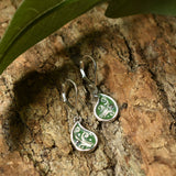 Fairy Door Earrings - Sterling Silver Leaf Earrings - Filigree Accents
