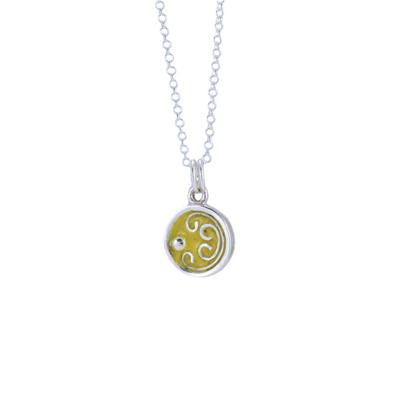 Hobbit Door Necklace - Sterling silver Fariy Door Pendant - Buttercup Yellow Enamel