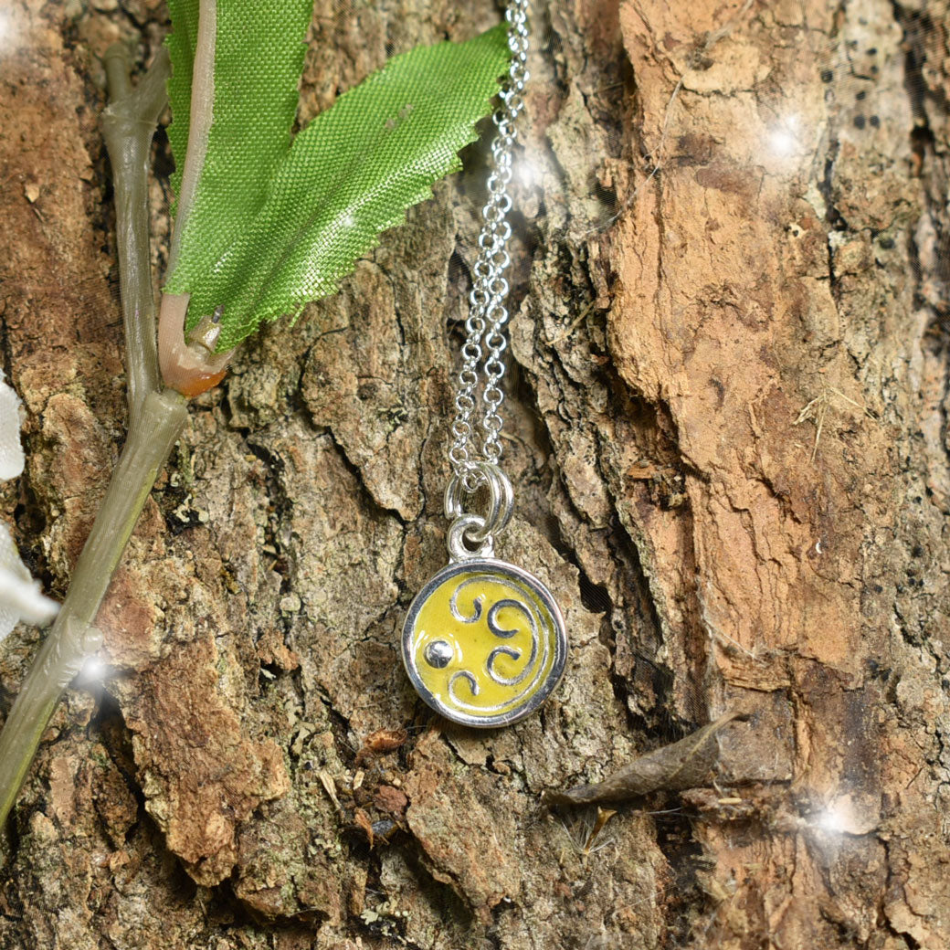 Hobbit Door Necklace - Sterling silver Fariy Door Pendant - Buttercup Yellow Enamel