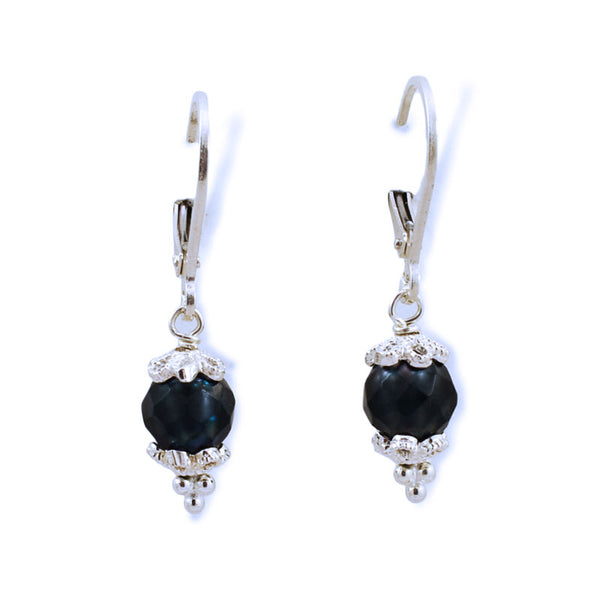 Green Lacey Faceted Pearl Drop Earrings