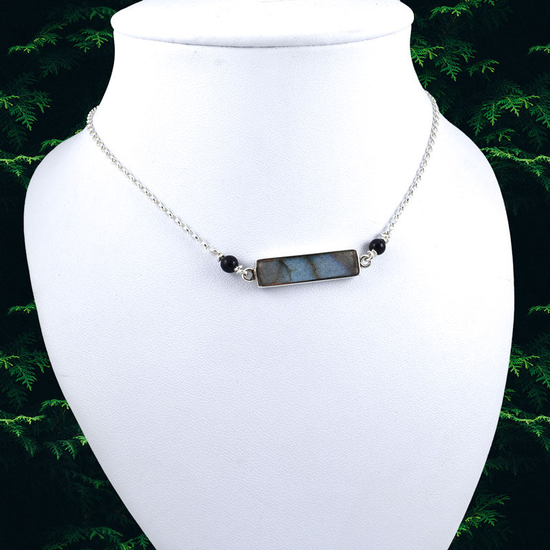 Lindy Horizontal Rectangle Labradorite Necklace