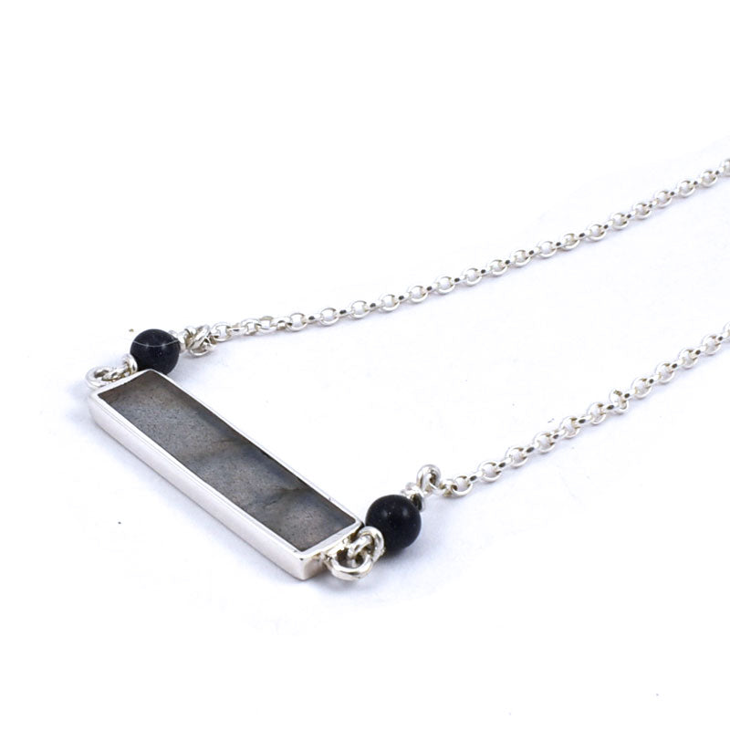 Lindy Horizontal Rectangle Labradorite Necklace