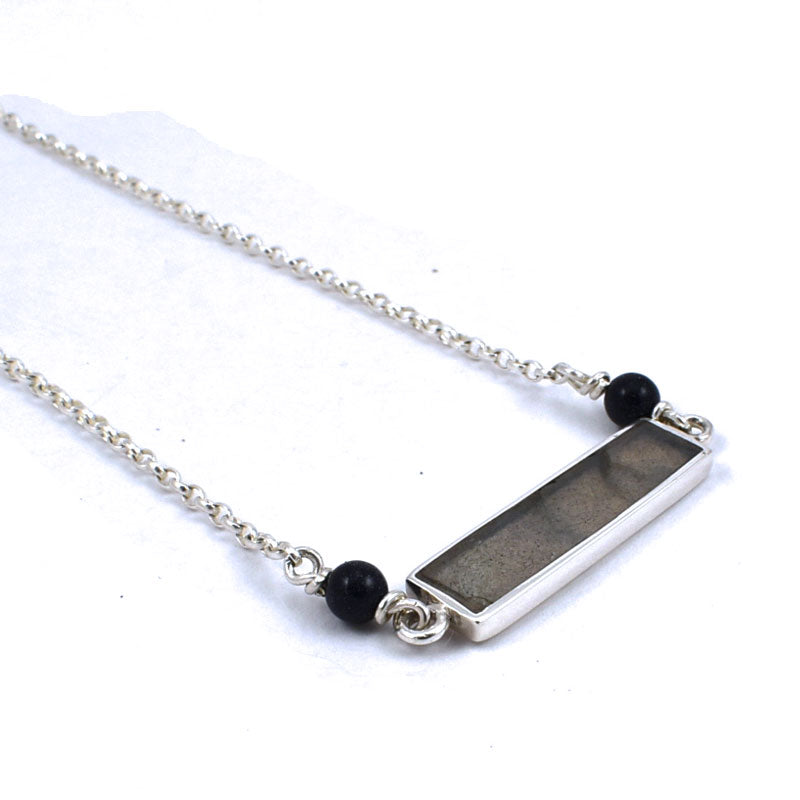 Lindy Horizontal Rectangle Labradorite Necklace