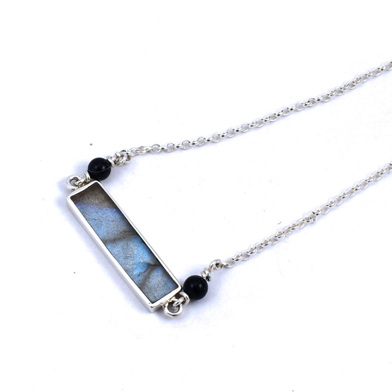 Lindy Horizontal Rectangle Labradorite Necklace