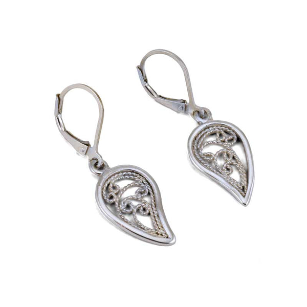 Silver Filigree Leaf Earrings