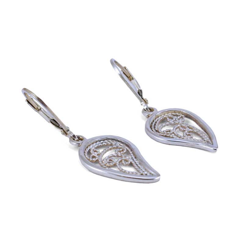 Silver Filigree Leaf Earrings | Nature Inspired Jewellery