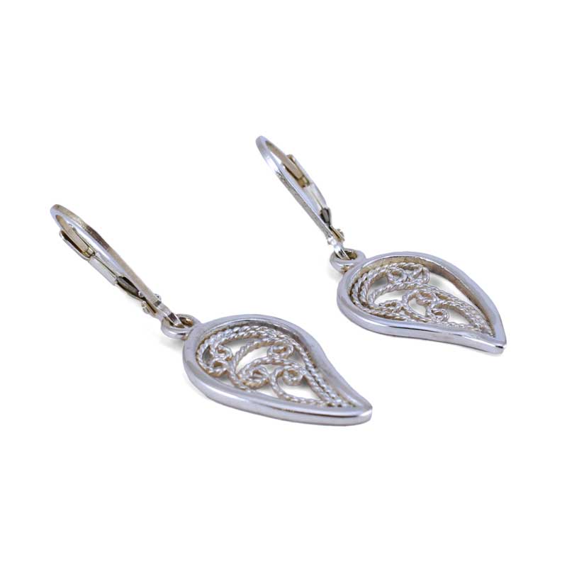 Silver Filigree Leaf Earrings