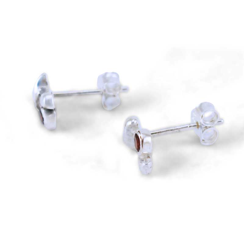 Garnet Mushroom Birthstone Stud Earrings
