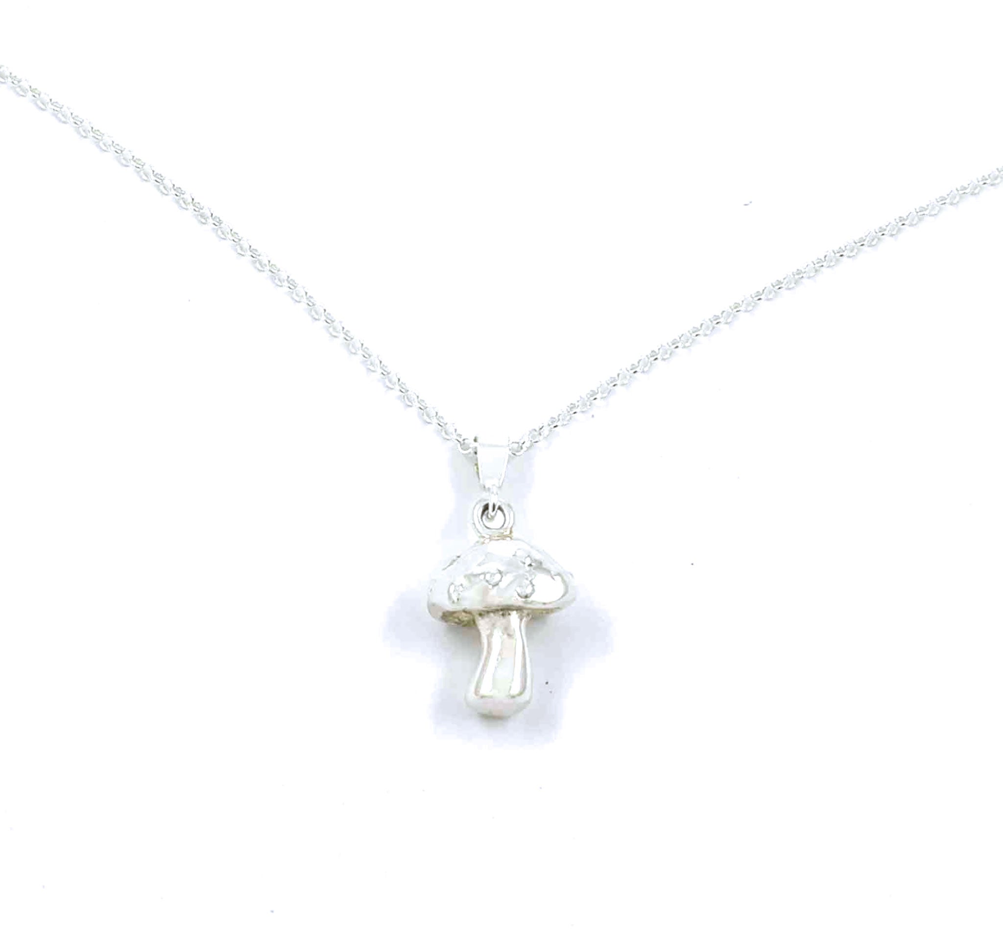 Rear view of sterling silver mushroom pendant