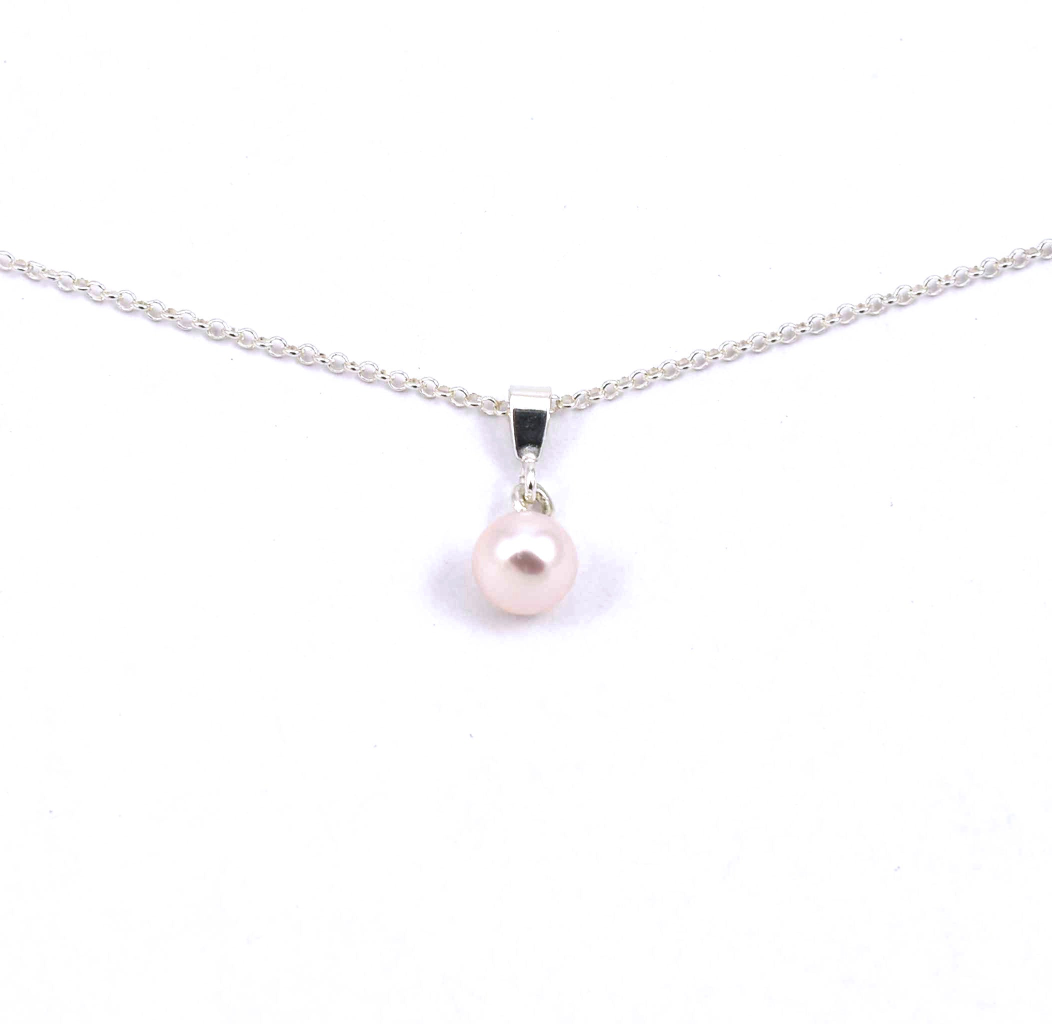 Sterling silver pink freshwater pearl drop necklace