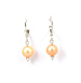 Sterling silver champagne freshwater pearl drop earrings