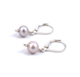 Sterling silver dusty rose freshwater pearl drop earrings